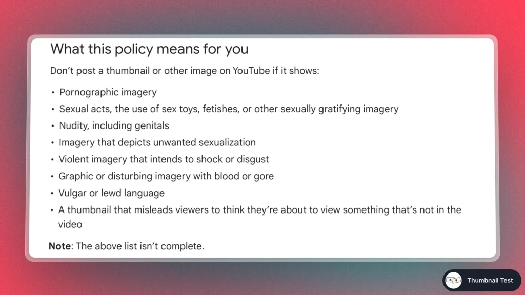 YouTube Thumbnail Policy