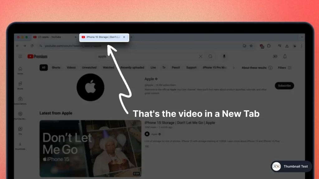 Pointing out a YouTube video opened in a New Tab