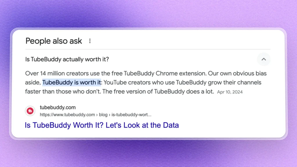 Search Results on the question: Is TubeBuddy worth it?